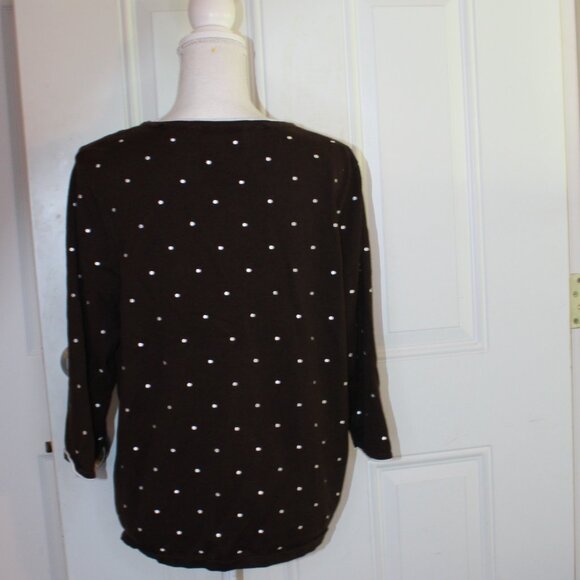 CJ Banks by Christopher Banks Brown and White Polka Dot Sweater Size 1X - Picture 4 of 6